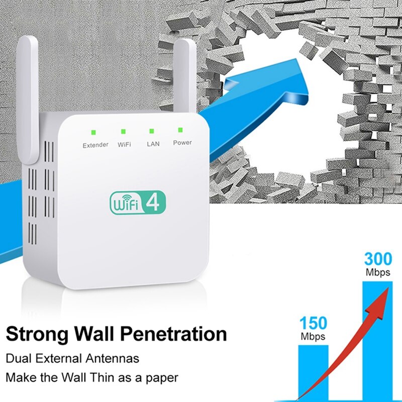 2X Draadloze Wifi Repeater Wifi Signaal Versterker Wifi Extender 300Mbps Wifi Booster Hz Wifi Ultraboost Repiter-Uk Plug