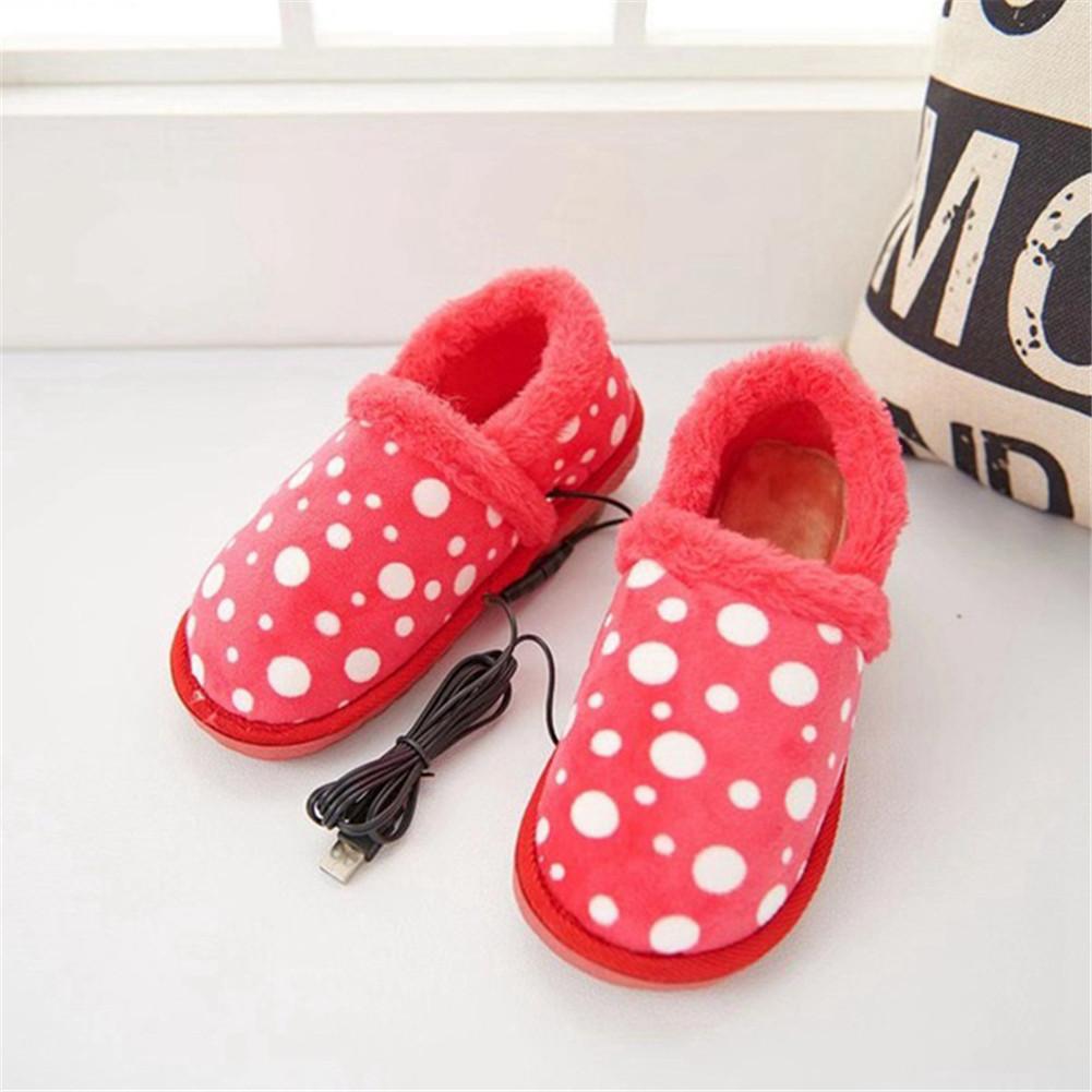 Heating Plush Slippers Size 36 - 39 260mm To 270mm Detachable USB Washable Warm Shoes For Cold Winter 40-45 Degrees Heated Shoes