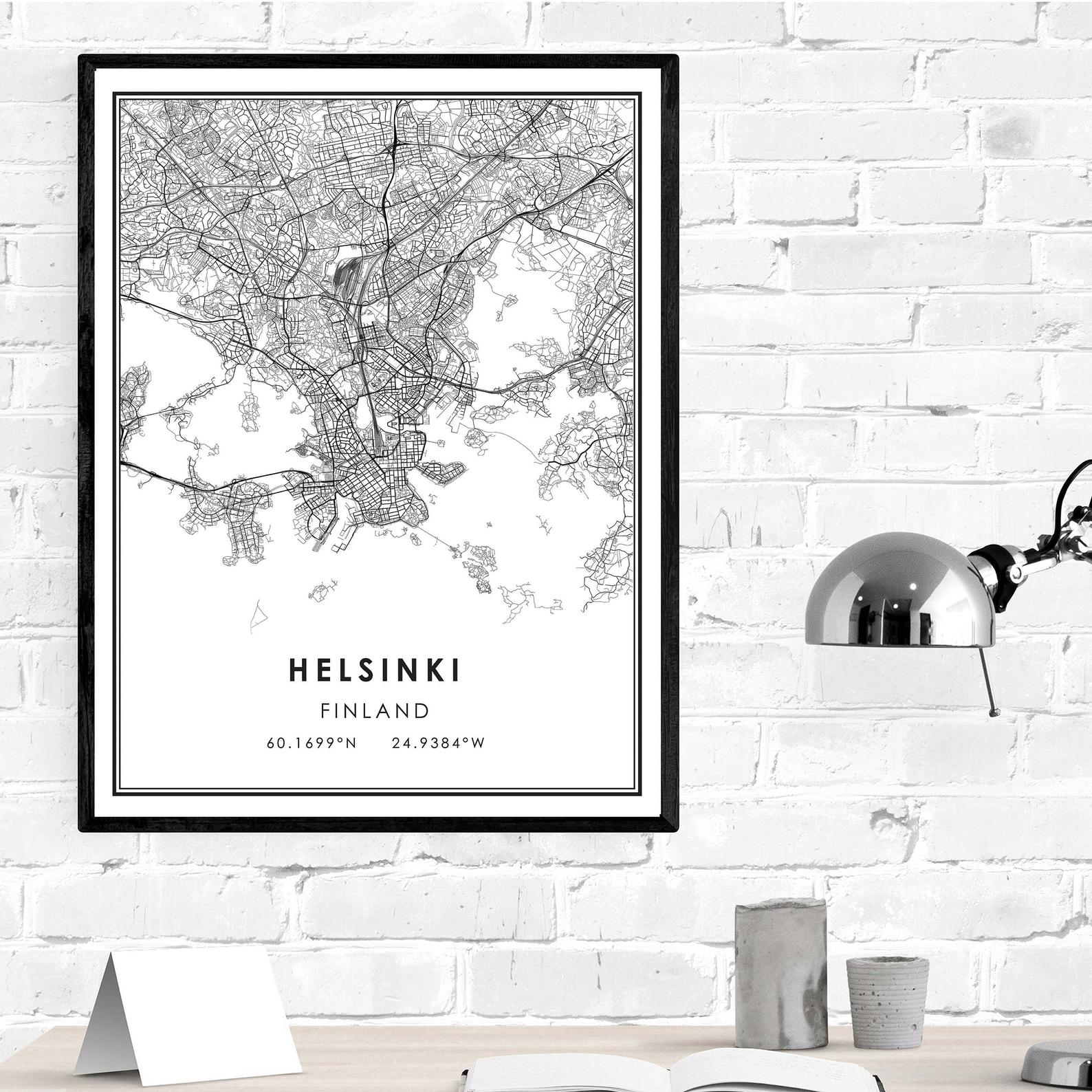 Helsinki map print poster canvas | Helsinki Finland city map print poster canvas