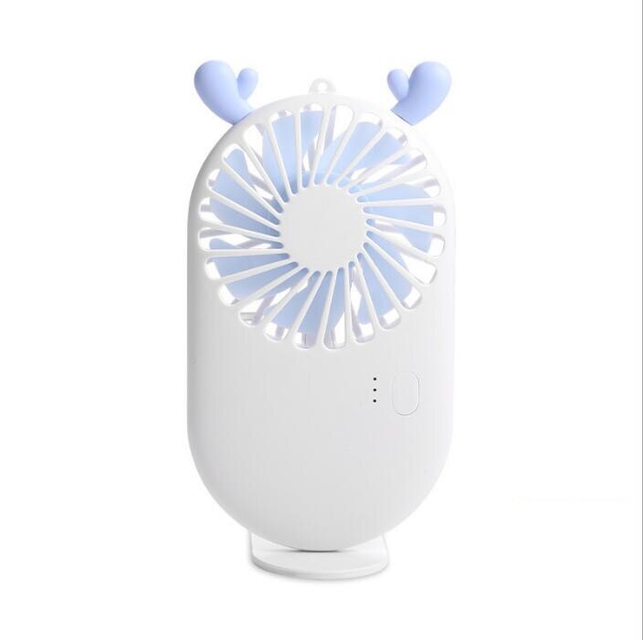 Fabriek Directe Clip Custom Hand-Held Draagbare Cartoon Base Fan Mini Stijl Usb Hand Elektrische Ventilator: Deer-white