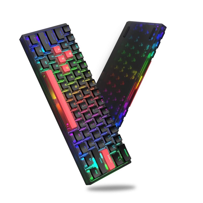 2022 Womier WK61 Ultra-Slim Gaming Mechanical Keyboard Swappable RGB 60% RGB Pudding Keycap Red Switch Crystalline Base: update 2