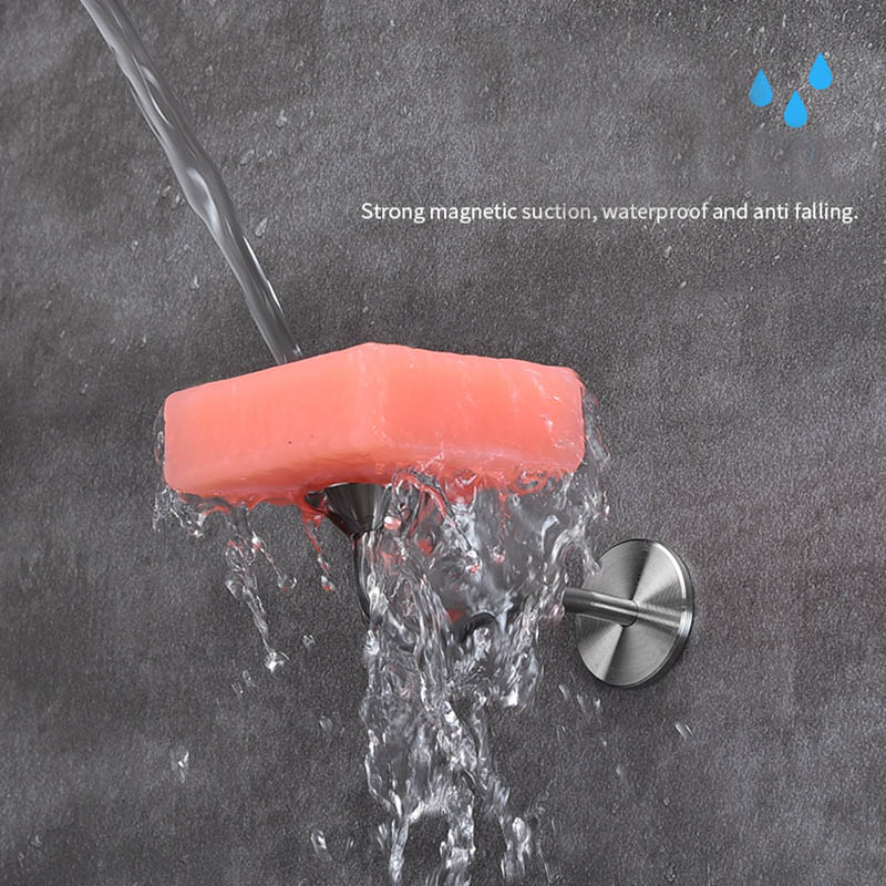 Soporte de jabón magnético de acero inoxidable montado en la pared, escurridor de jabón, suministros de baño LB88