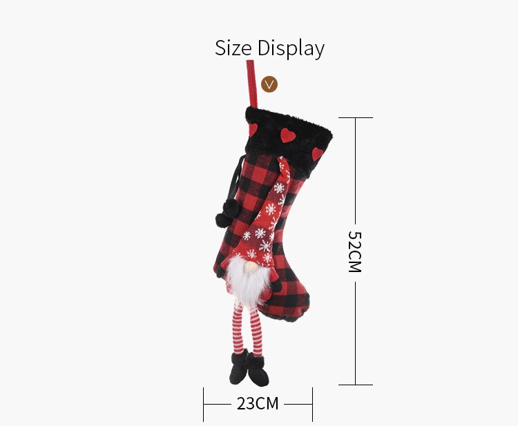 Julstrumpa leggings hängande docka xms-väska noel rutiga strumpor jultomten god jul inredning för hemmet natal dec