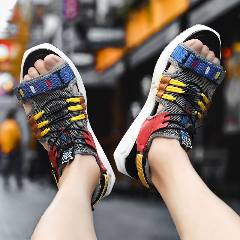 Sandales fantaisie à plateforme pour homme, chaussures d'été confortables à semelles en pu, antidérapantes, style gladiateur