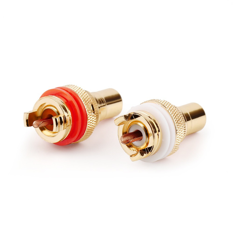 RCA Connector Female Jack Bright/Copper/Dumb/Rhodium Plated Socket Chassis Speaker Connectors 32mm HiFi Amplifier Audio Terminal
