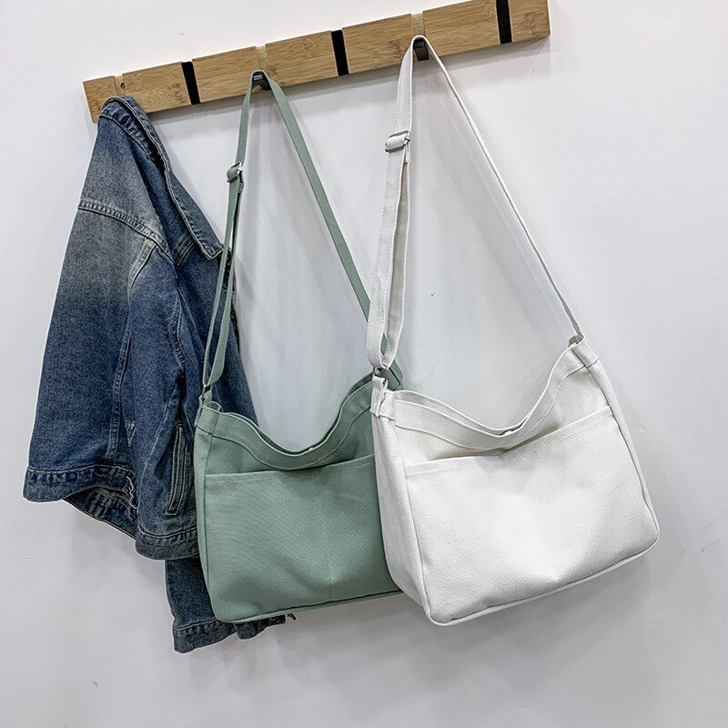 Ins canvas tas harajuku ulzzang japanse schoudertas eenvoudige effen kleur koeriersdoek en een generatie van vet