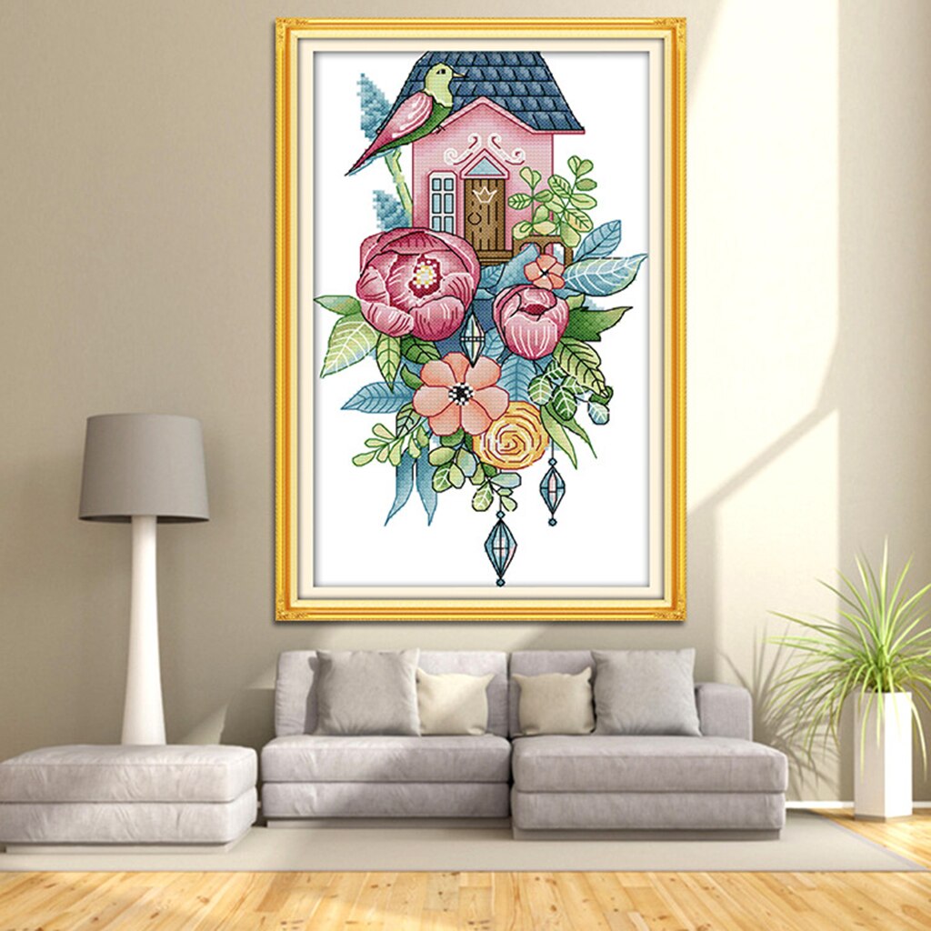 Flowers Bird Dimensions Counted Cross Stitch Kit for Girls Boys Christmas