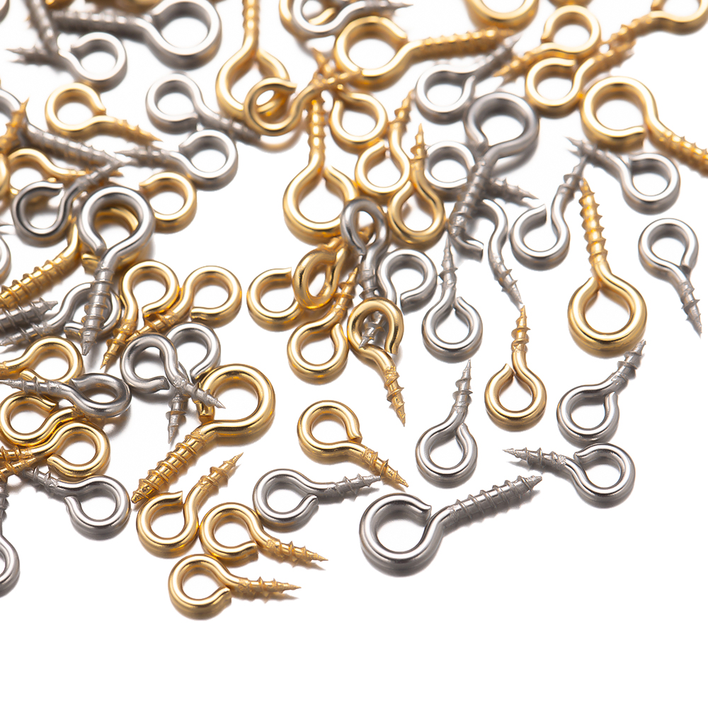 50 stuks roestvrij staal kleine schroef ogen pin borgtocht pin sluitingen haken voor doe-het-zelf half geboorde kralen hars sieraden oorbel maken vinden