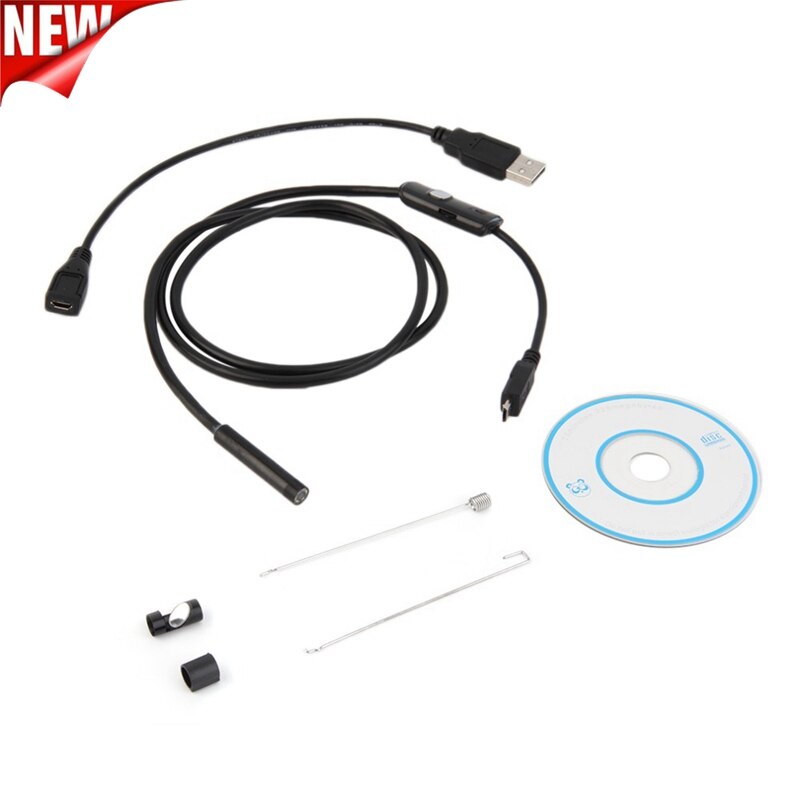1 M /7mm Lens USB Cable Mini Rigid Inspection Camera Snake Tube Waterproof Endoscope Borescope with 6 LED for Android