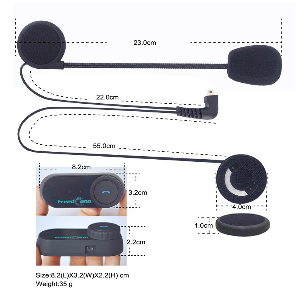 Freedconn Motorcycle Helmet Bluetooth Headset Intercom 100M Wireless BT Interphone Stereo Headphone FM Radio