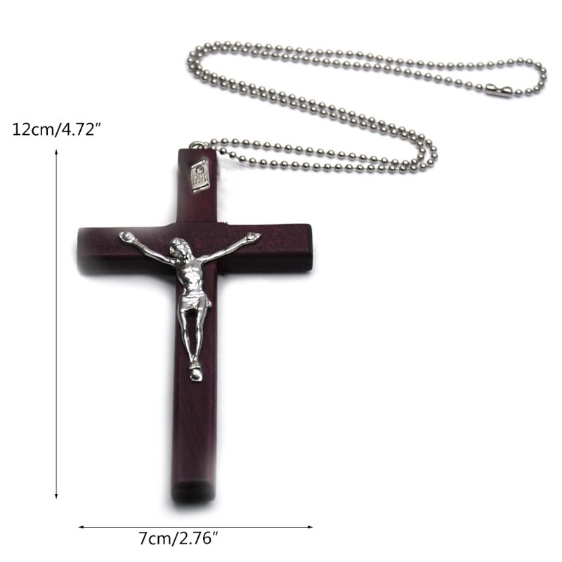 Houten Religieuze Jesus Cross Ketting Christian Kruisbeeld Hangend Chain Sieraden N1HA