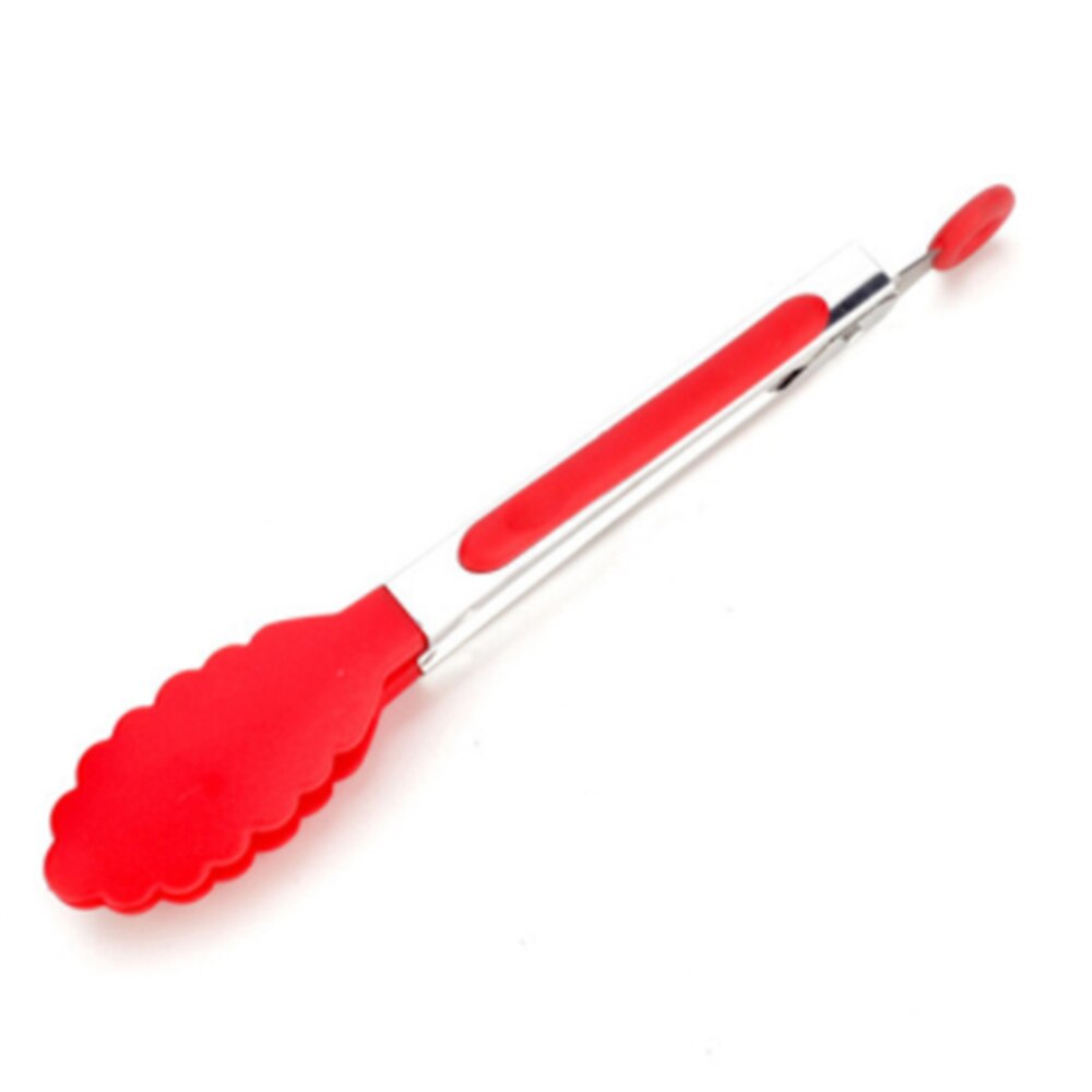 Pegador de comida de silicone, pinça de pegar comida, utensílio de cozinha, acessórios de braçadeira, ferramenta de cozinha para servir comida, salada: Red