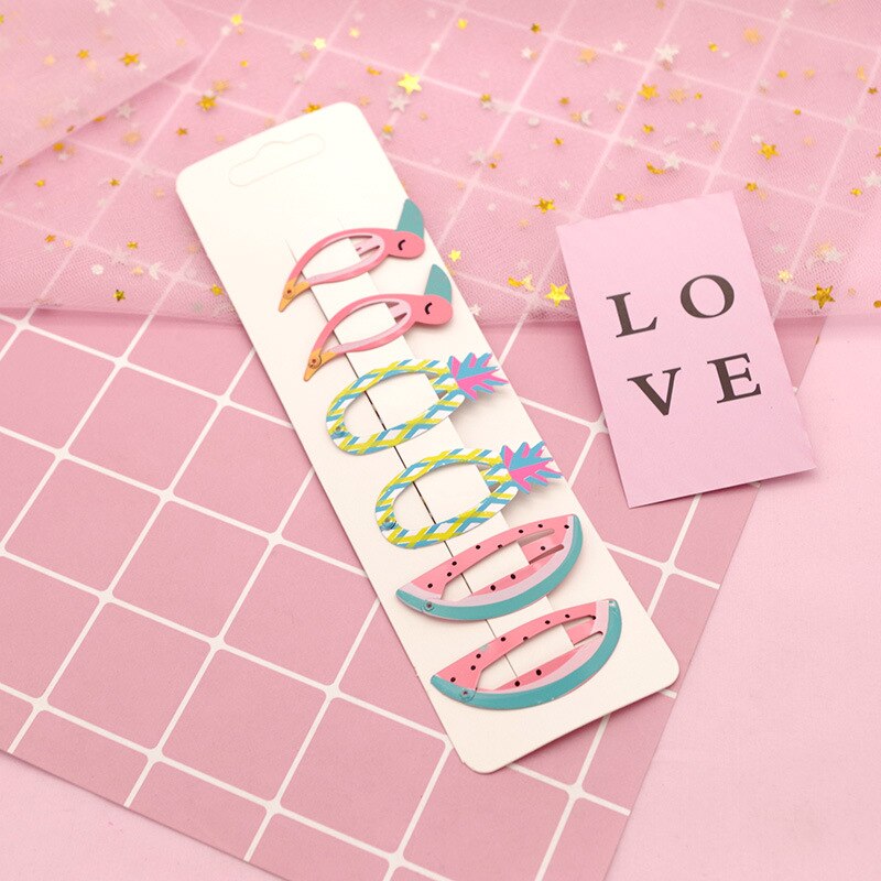 Accessoires pour cheveux 6 pièces/ensemble | Nouveaux accessoires pour enfants, couvre-chef ananas Fruit épingles à cheveux dessin animé sirène cheval arc-en-ciel, pince pour filles: Camouflage désert