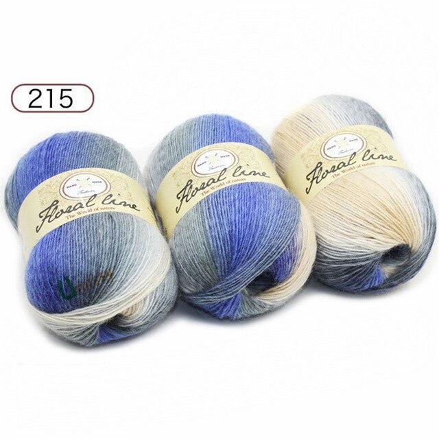 Yarn 5pcs X 100g Rainbow Line Fancy Melange Yarn 100% Cashmere Wool Yarn knitting 20 Colors: 5PCS      215