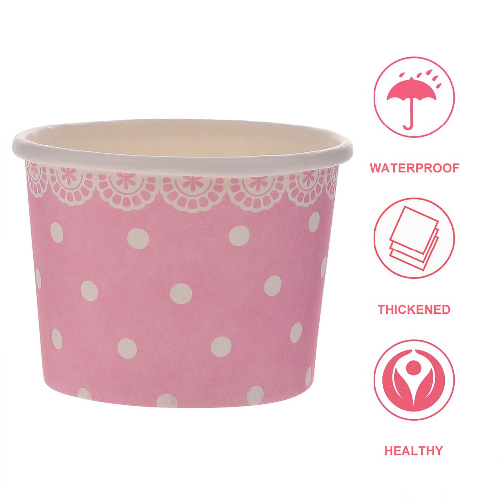 50pcs Disposable Paper Bowls Ice Cream Bowls Food Packaging Containers )