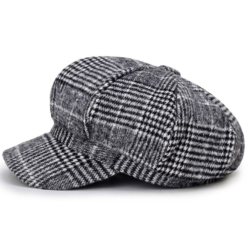 Gorro octogonal de fieltro para mujer, gorra de vendedor de periódicos, Color negro, literario, Snapback, ocio, Invierno