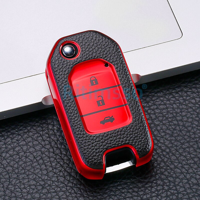 Tpu Key Cover Case for Honda CRV Pilot Accord Civic Car Shell Auto Key Keychain Keyring: Red Shell B