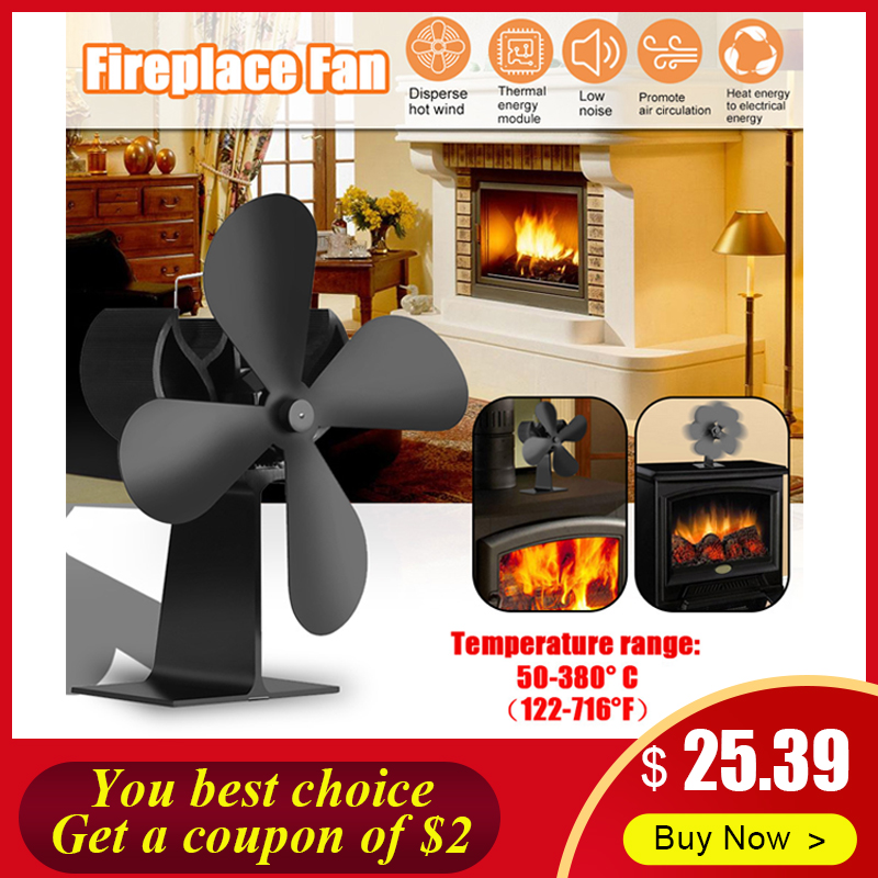 4 Blades Stove Fan Fireplaces Parts Heat Powered Self-Fan Log Wood Burner Eco-friendly Fan Heat Efficient Distribution Stove Fan