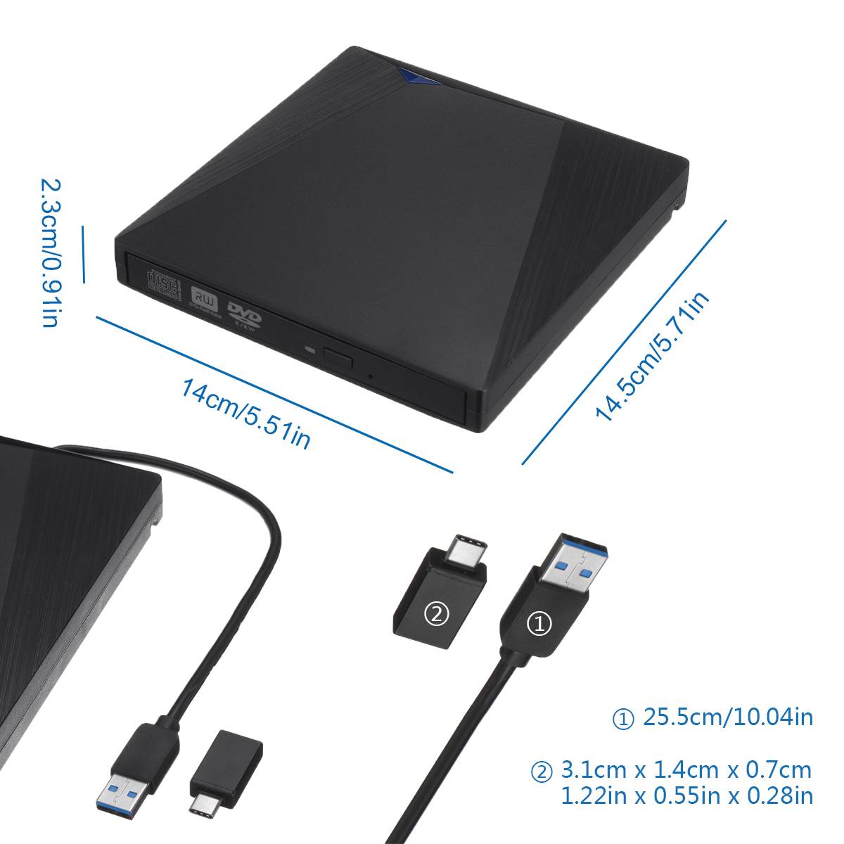 Type-C/USB3.0 High-Speed Externe Cd Dvd Drive 4K 3D Speler Recorder Voor Mac, windowslaptop, Pc Draagbare Bd/Cd/Dvd Brander