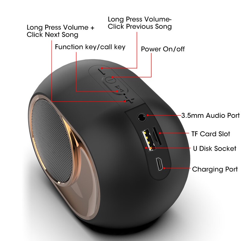 TWS Bluetooth Speaker Waterproof Portable PC column bass Music Player Subwoofer Boombox with FM Radio BT AUX TF usb