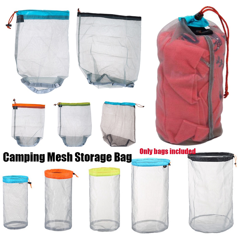 1Pc Drawstring Storage Bag Outdoor Stuff Sack Camping Sport Ultralight Mesh Traveling Organizer Hiking Tool Accessories