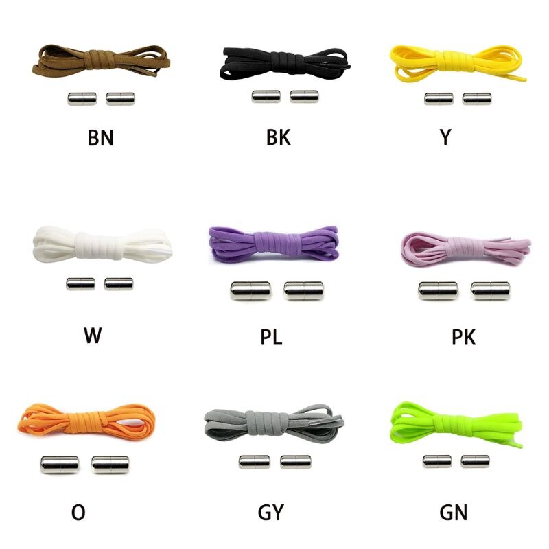 Adult Kids Elastic Shoe Laces Adjustable DIY No Tie Shoelaces Round Strings with Lock Metal Turnbuckle Buckles for Sneakers