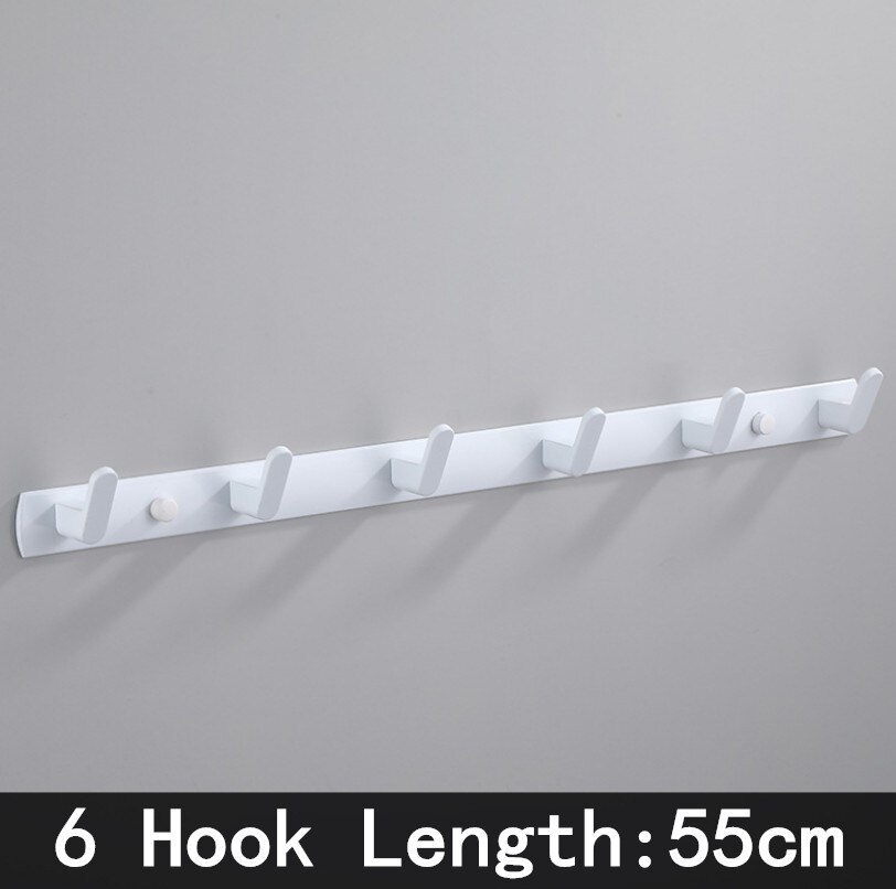 Black White Robe Hook Bathroom Towel Hooks Towels Bag Hat Hook Wall Mounted Clothes Coat Hook Wall Hanger Bathroom Hardware: White- 6 Hook