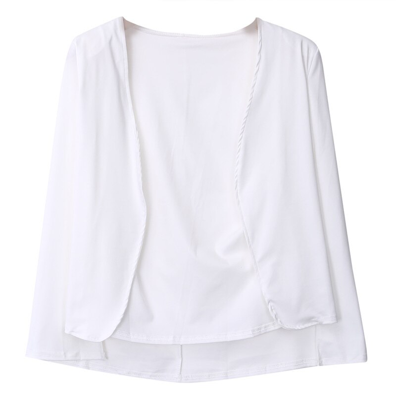 Mode Vrouwen Polyester Mantel Jas Zwart Pak Lange Mouwen Revers Cape Split Poncho Effen Jas W3: WHITE / M