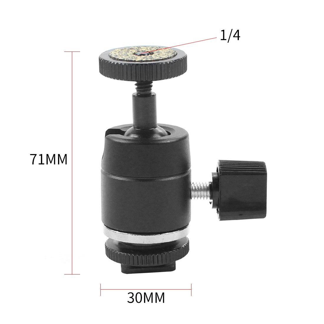 Stativkopf aus aluminiumlegierung, drehbarer 360 °-kamerakugelkopf, kugelkopfschuhadapter ,  to 1/4- schraubbefestigung, blitzlicht-ersatzteile