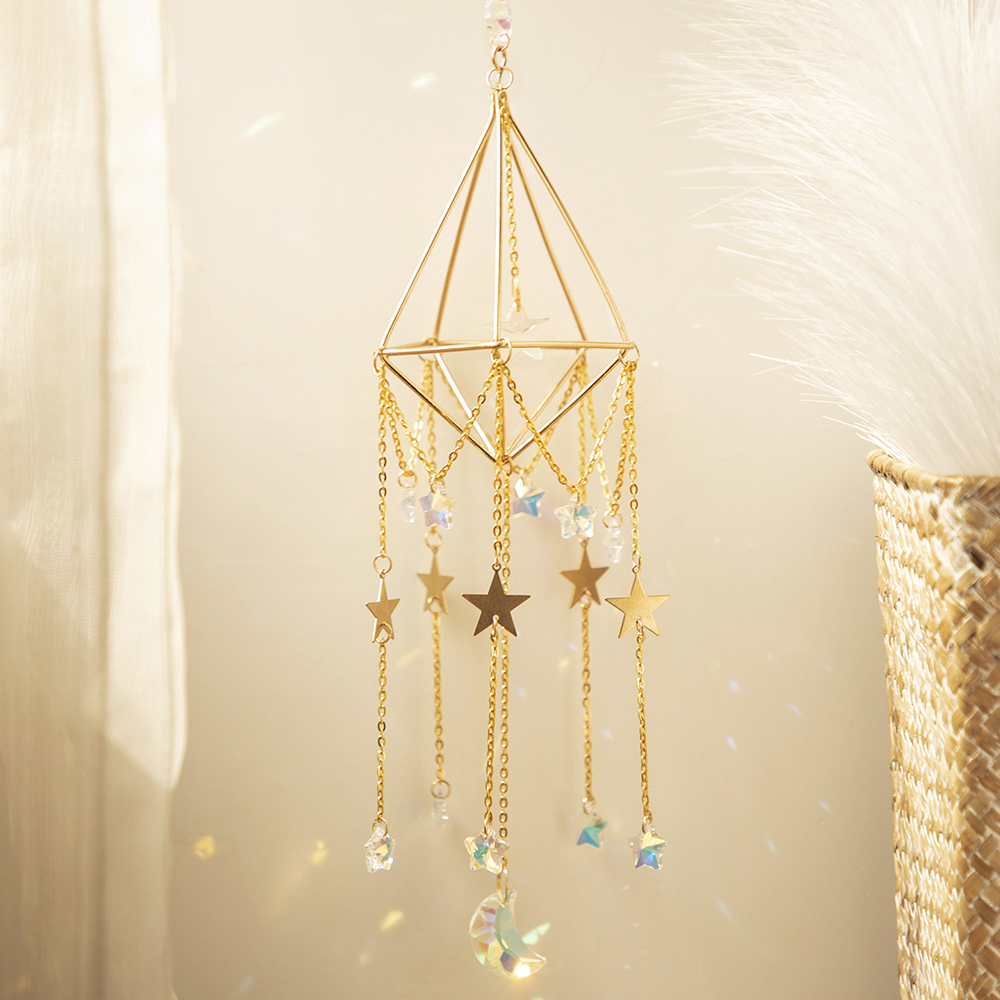Suncatcher Zon en Maan Regenboog Kristal Zon Catcher Venster Hangende Decor Suncatcher Kristal Huis Tuin Ornamenten Outdoor: Army Green