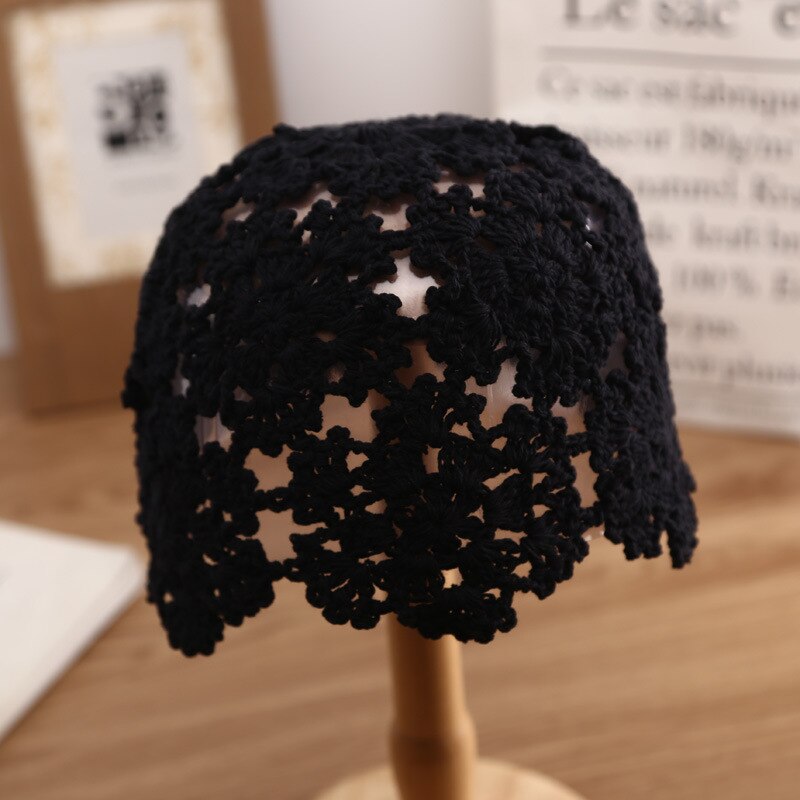 Bonnet Vintage en Crochet pour femmes, motif floral tricoté, Skullies, rétro, printemps été, ZZ-384: 4