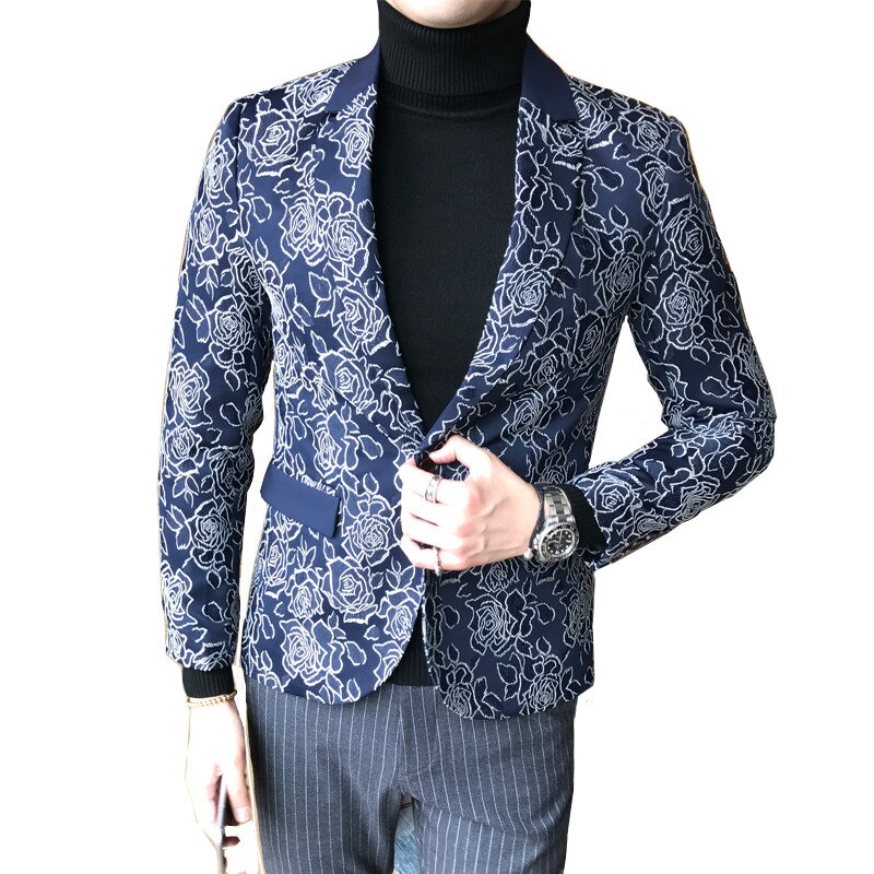 herren Geschäft lässig Dünne Anzug Blazer Gentleman Kleine Blume Druck Große Größe Dünne Jacke Mantel m-5XL