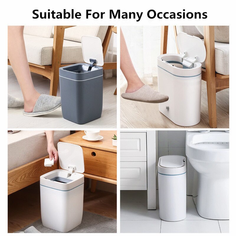 Smart Sensor Trash Can Electronic Automatic Household Simple Trash Can Bathroom Kitchen Toilet Waterproof Smart Garbage Buckets