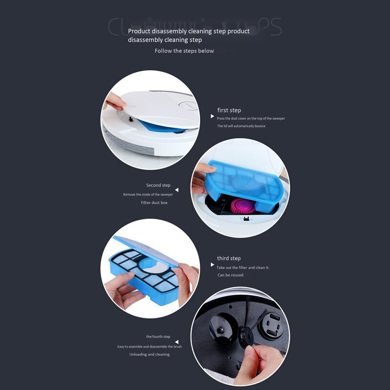 Robot Stofzuiger 1800Pa Krachtige Zuigkracht 3 In 1 Huisdier Haar Thuis Droog Nat Dweilen Robot Lading vacuüm Mini