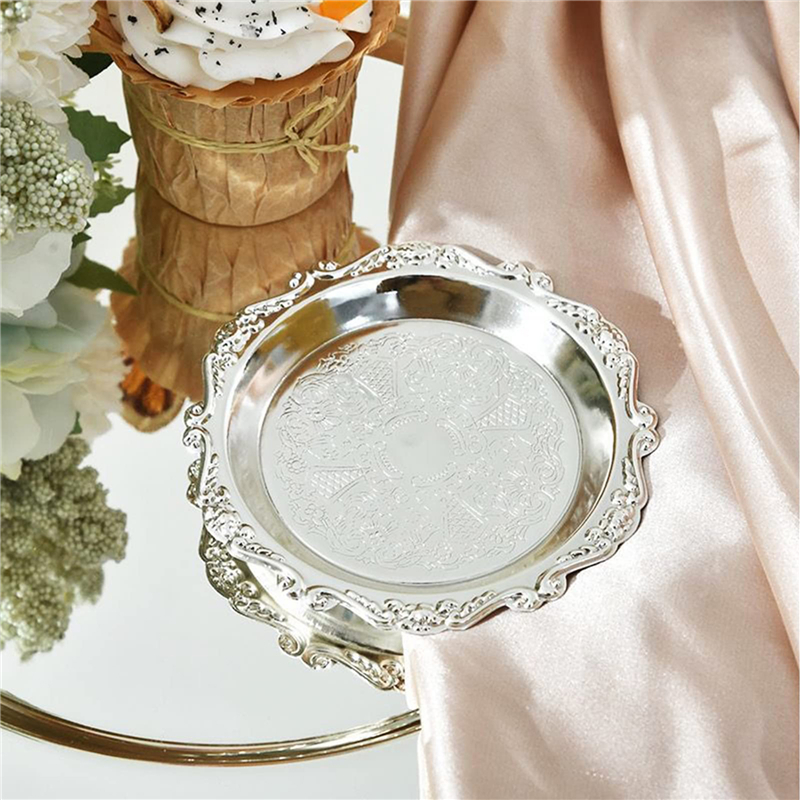 Metal Cake Plate Afternoon Tea Pastry Tray Home Living Room Coaster Snack Plate Fruit Plate Jewelry Storage Plates Ornaments: green