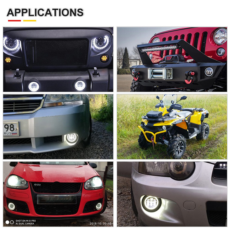 4 Inch mini LED Fog Light 7D with White Amber halo 6000K waterproof 12V 24V For Universal fog Light Projector Lenses three style