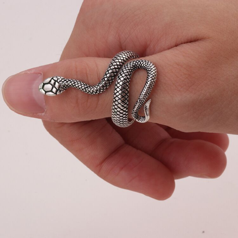 Bague serpent rétro Punk pour hommes et femmes, 4 pièces, couleur Antique exagérée, personnalité de la , stéréoscopique, ouverture ajustable