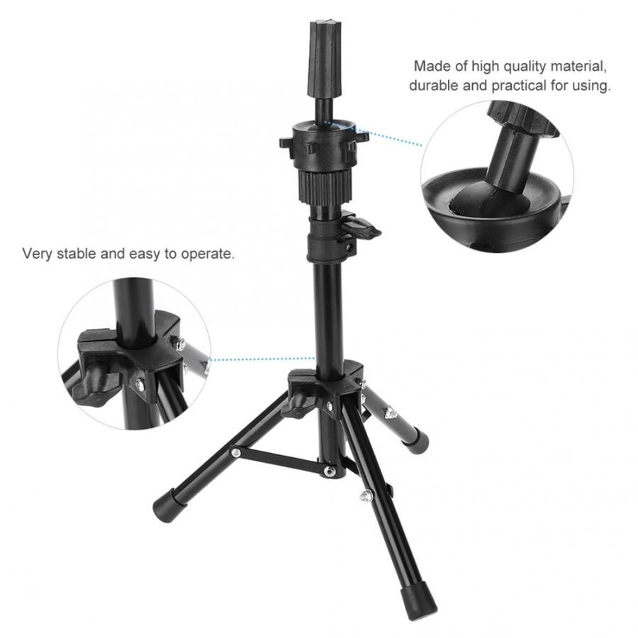 Mannequin Head Hairdressing Training Head Holder Salon Model Mannequin Head Tripod Stand Black