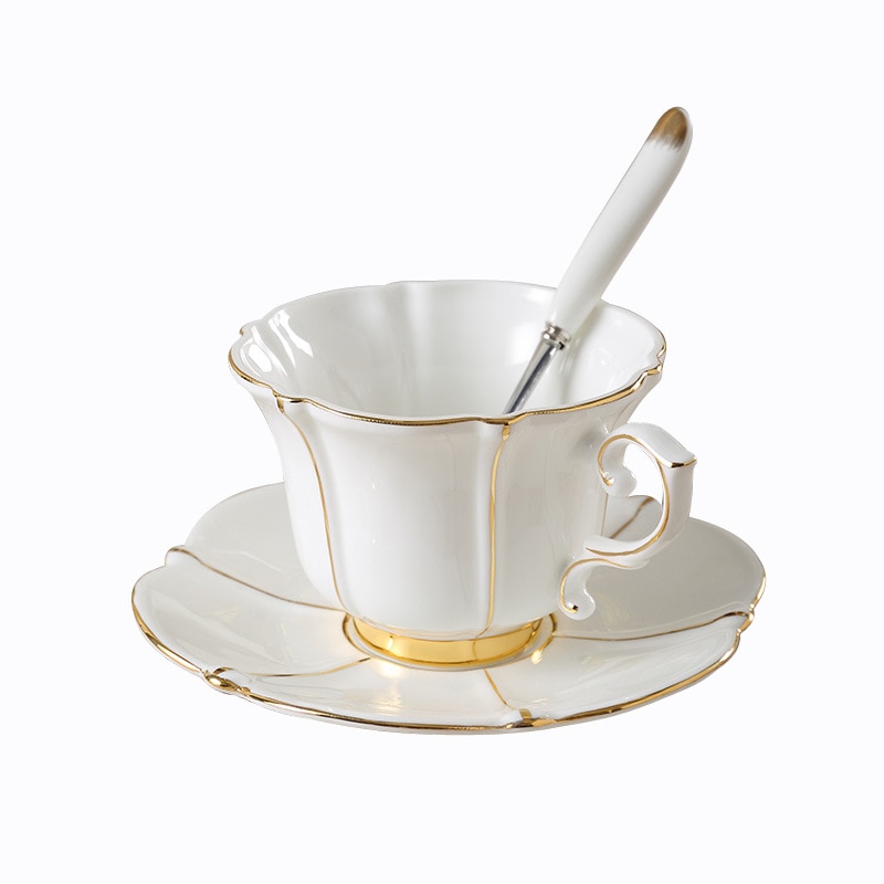 Fun Fervent Royal White Porcelain Cup and Saucer Ceramics Simple Tea Sets Modern Coffee Cups Tazas Para Cafe Kitchenware: STYLE 4