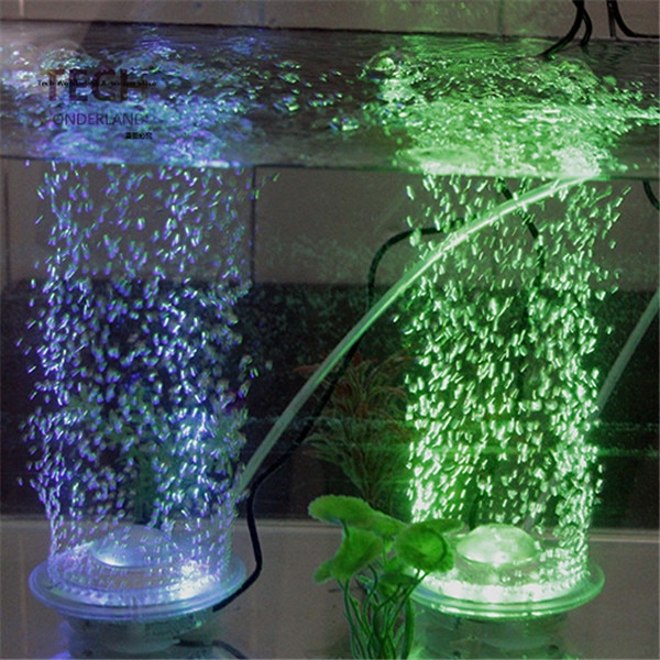 LED submersible bubble lamp with suction cup for aquarium increase air bubble light fish tank landscape 100-240V