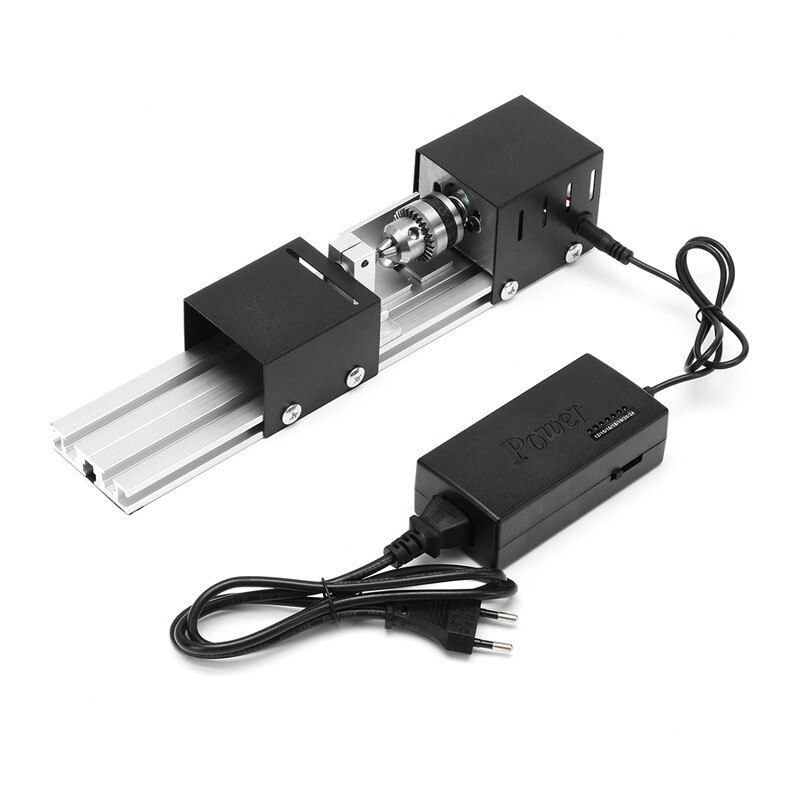 DC 24V 80W Mini Lathe Table Saw Polisher Cutting Machine Woodworking DIY Lathe Set With Power Adapter 3 Pcs Beads Round Device