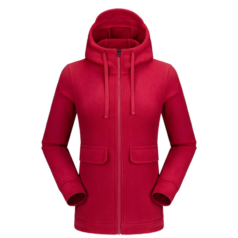 Autumn Winter Warm Outdoor Fleece Sweater Women Sports Fleece Hooded Fleece Cardigan Jacket Ladies Red: A9W1Z2102 Red / XXL