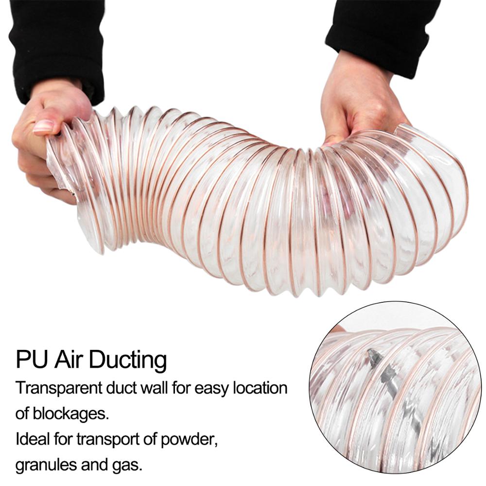 2M flexibel Luftführung Schlauch Belüftung transparent Hochdruck PVC Stahl Schlauch für Inline Kanal Fan Ventilator 100 125 150mm