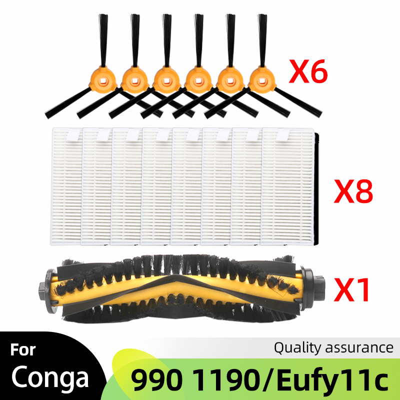 For Cecotec Conga Excellence 990 Conga 1190, Eufy RoboVac 11 11C, Ecovacs N79S Spare Parts Main Side Brush Hepa Filter Accessory: Gold