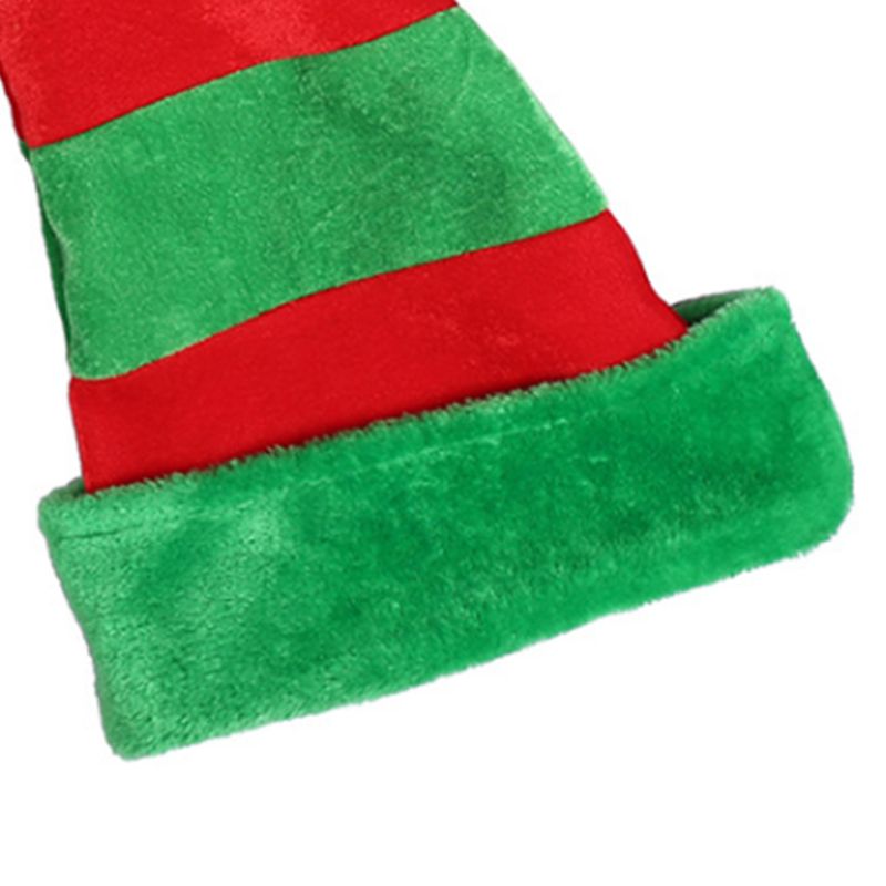 Adult Kid 3D Christmas Party Elf Long Tail Hat Red Green Striped Funny Santa Cap Y1AC