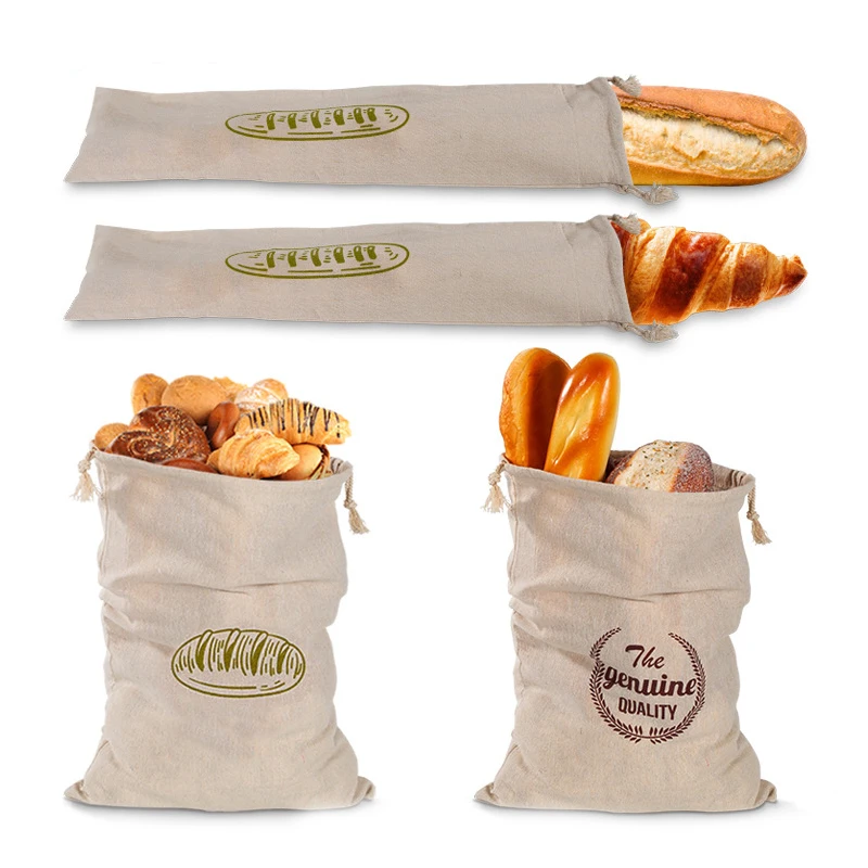 Linnen Broodzakken Herbruikbare Tas Met Trekkoord Voor Brood Zelfgemaakte Ambachtelijke Broodopbergtas Linnen Broodzakken Voor Baguette Manden