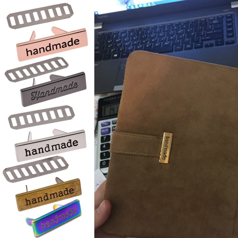 10 Stks/partij Metalen Handgemaakte Kledingstuk Etiketten Tags Voor Diy Kleding Tassen Hand Made Brief Naaien Labels