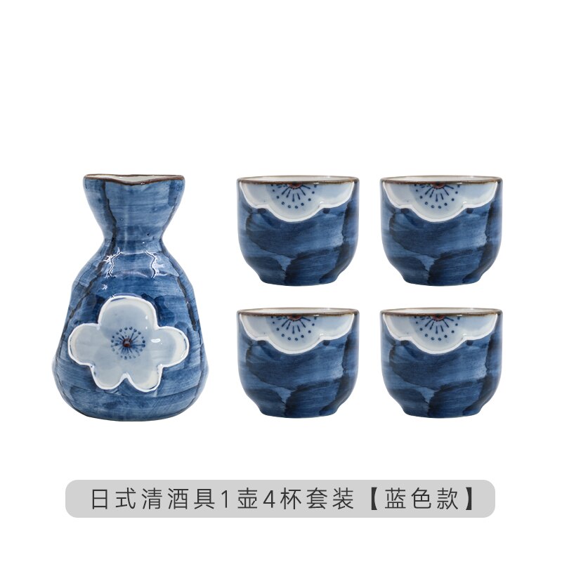 Japanese sake set ceramic white wine pot cup distributor household painted antique Chinese rice wine wineware: in a Pot of Blue