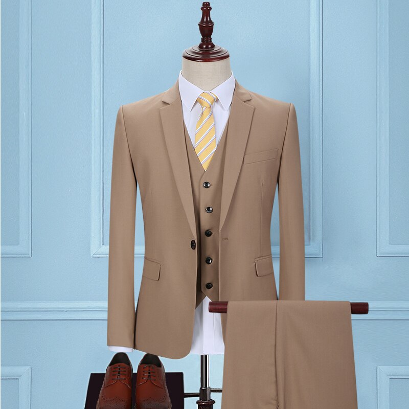 Autumn khaki groom dress suit Men's cultivate one's morality business attire two piece