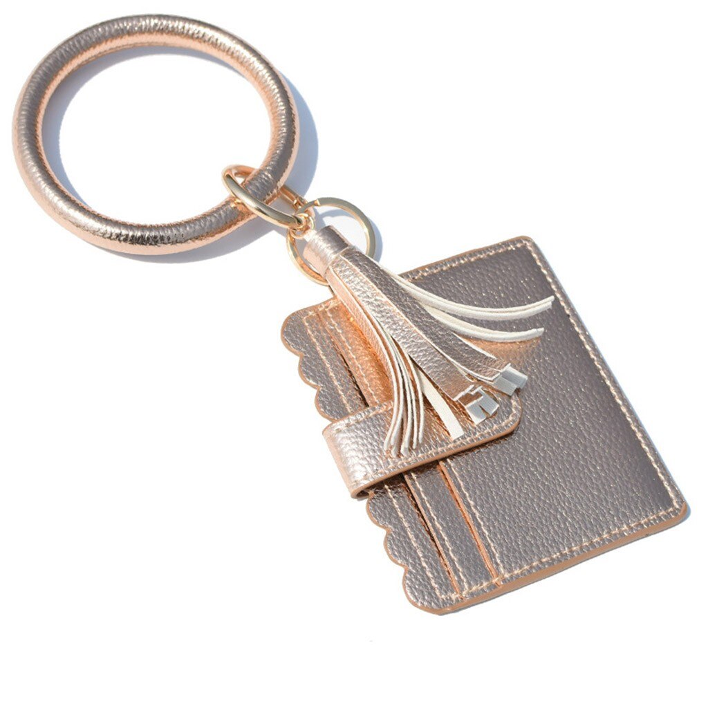 Grote Armband Sleutelhanger Kaart Mode Multifunctionele Pu Lederen Telefoon Portemonnee Houder Kwastje Bangle Key Ring Wristban Met Portemonnee d3: A